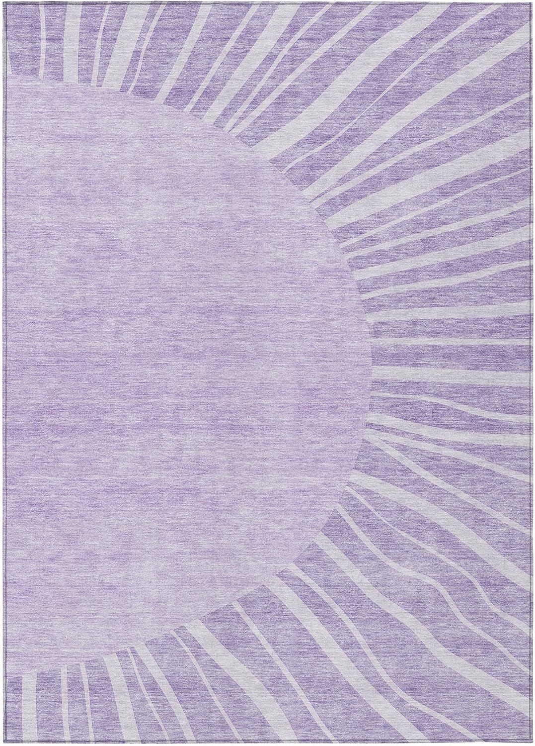 Lavender Abstract Synthetic 3' x 5' Indoor Outdoor Area Rug