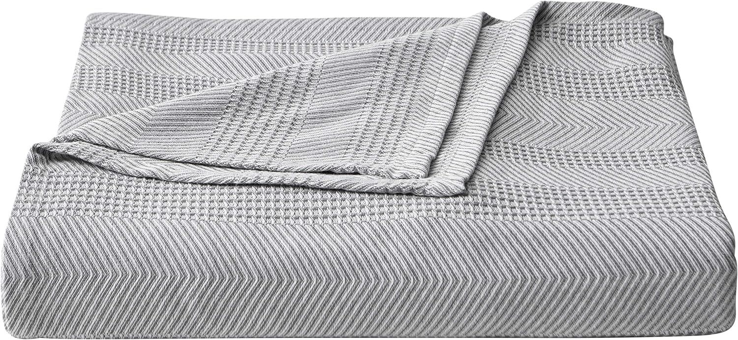 Chevron Grey Twin Cotton Machine Washable Blanket