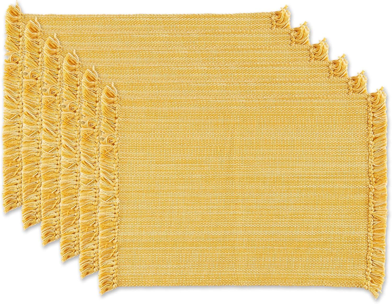 Apricot Cotton Fringe Rectangular Placemats Set of 6