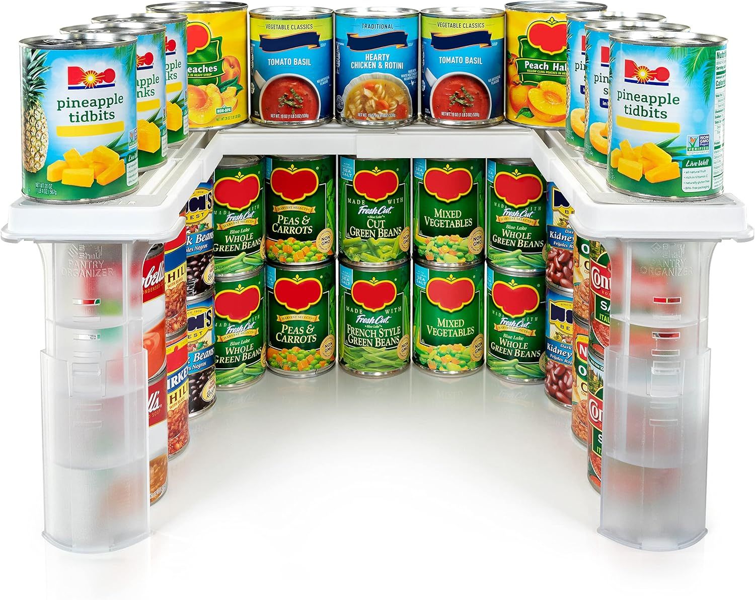 Adjustable Clear Plastic Pantry Spice Rack and Can Organizer