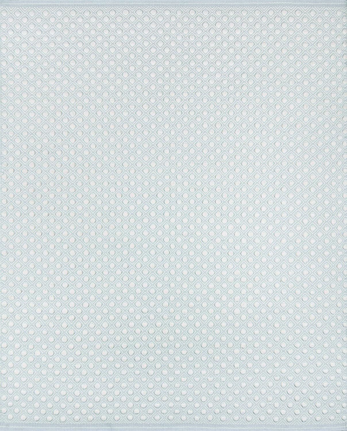 Skye Soft Pastel Blue Handwoven Wool Geometric Area Rug 5' x 8'