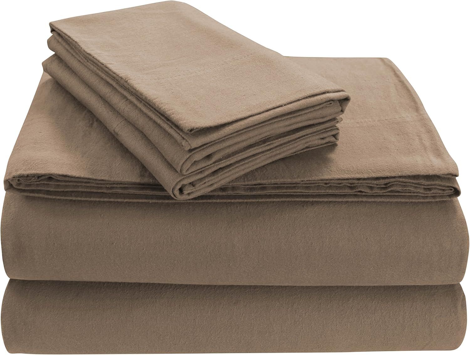 King Size Solid Cashmere Cotton Flannel Deep Pocket Sheet Set