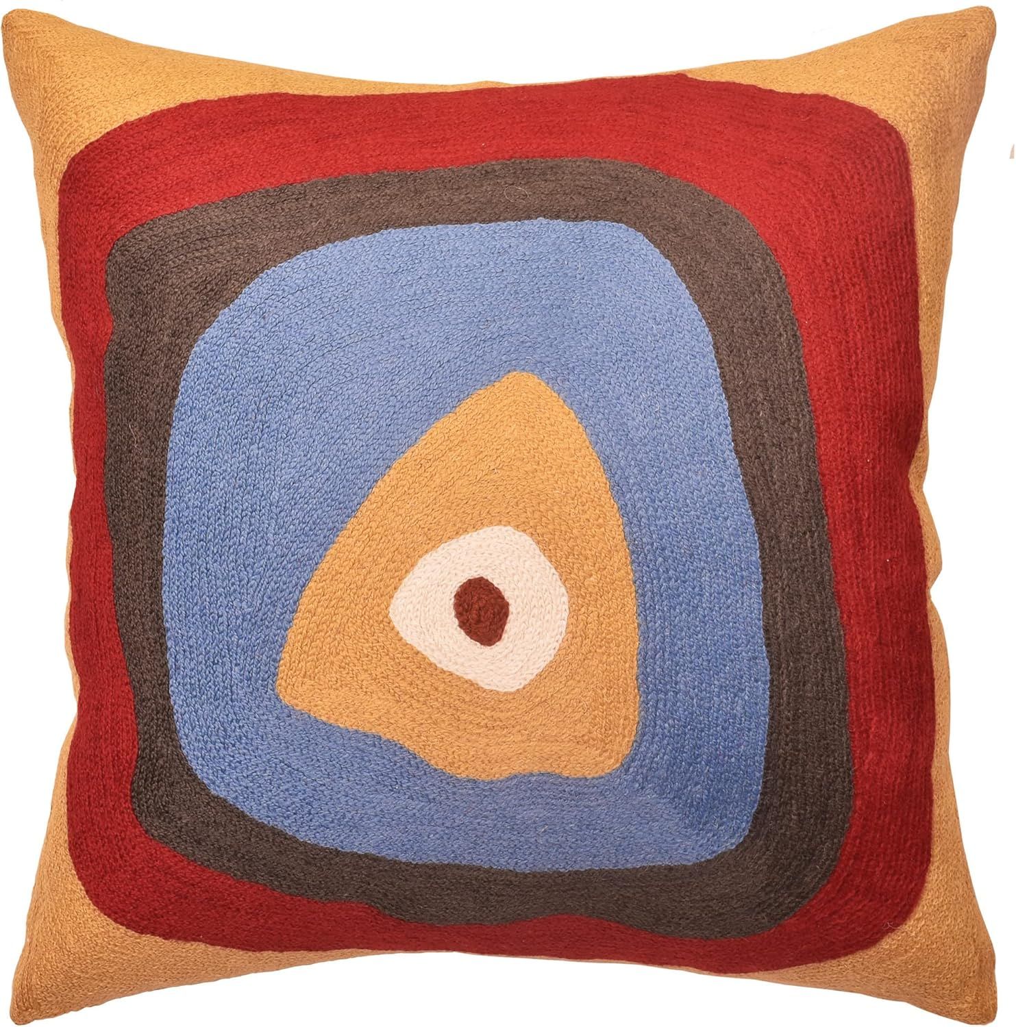 Kandinsky Inspired Embroidered Wool Euro Sham