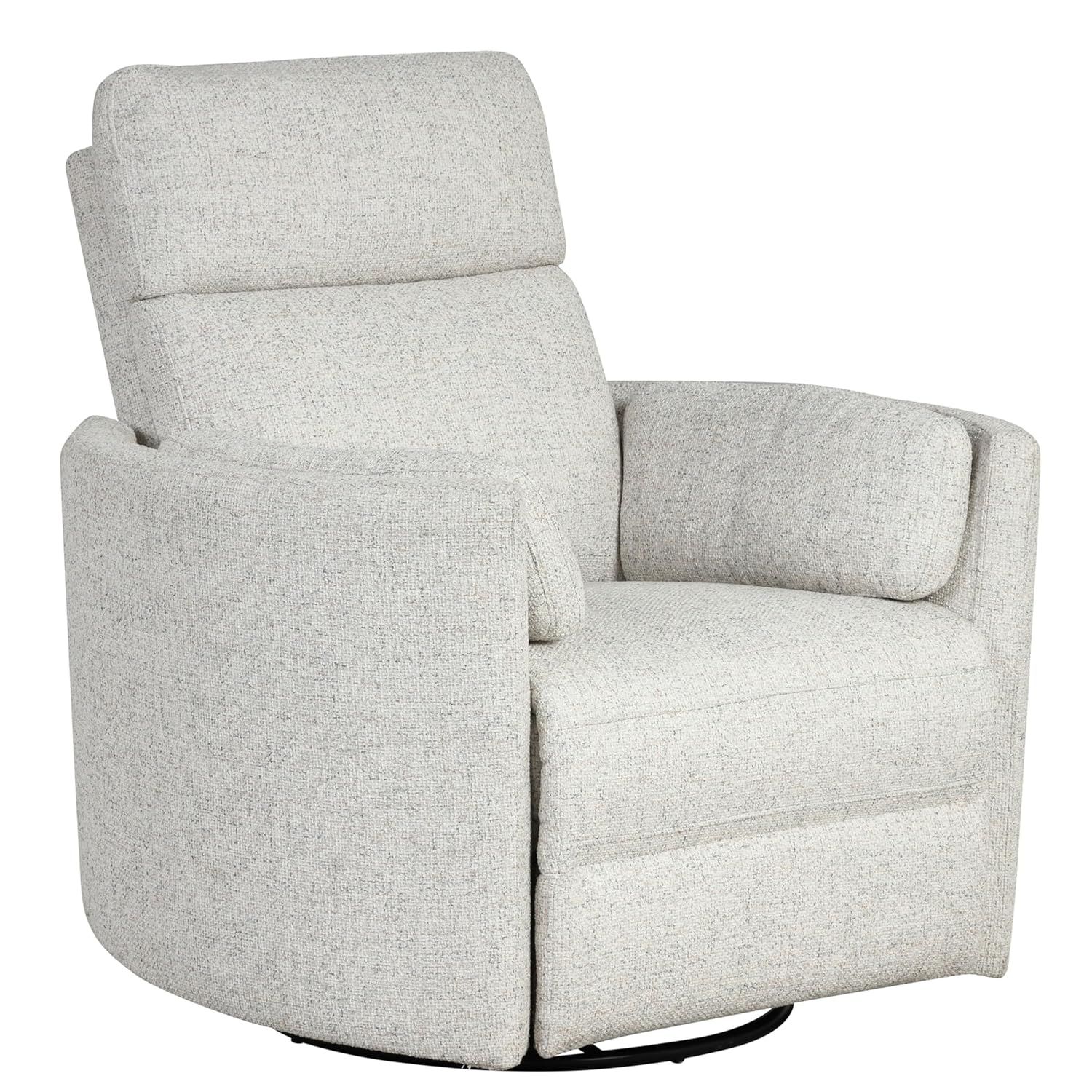Natural Quartz Fabric Swivel Glider Recliner with USB Charger