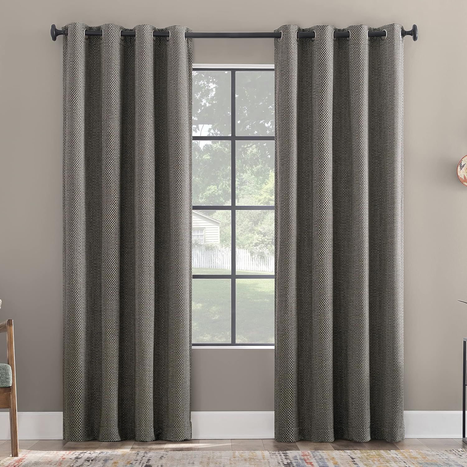 Coal Gray Polyester Blackout Grommet Curtain Panel 50" x 96"