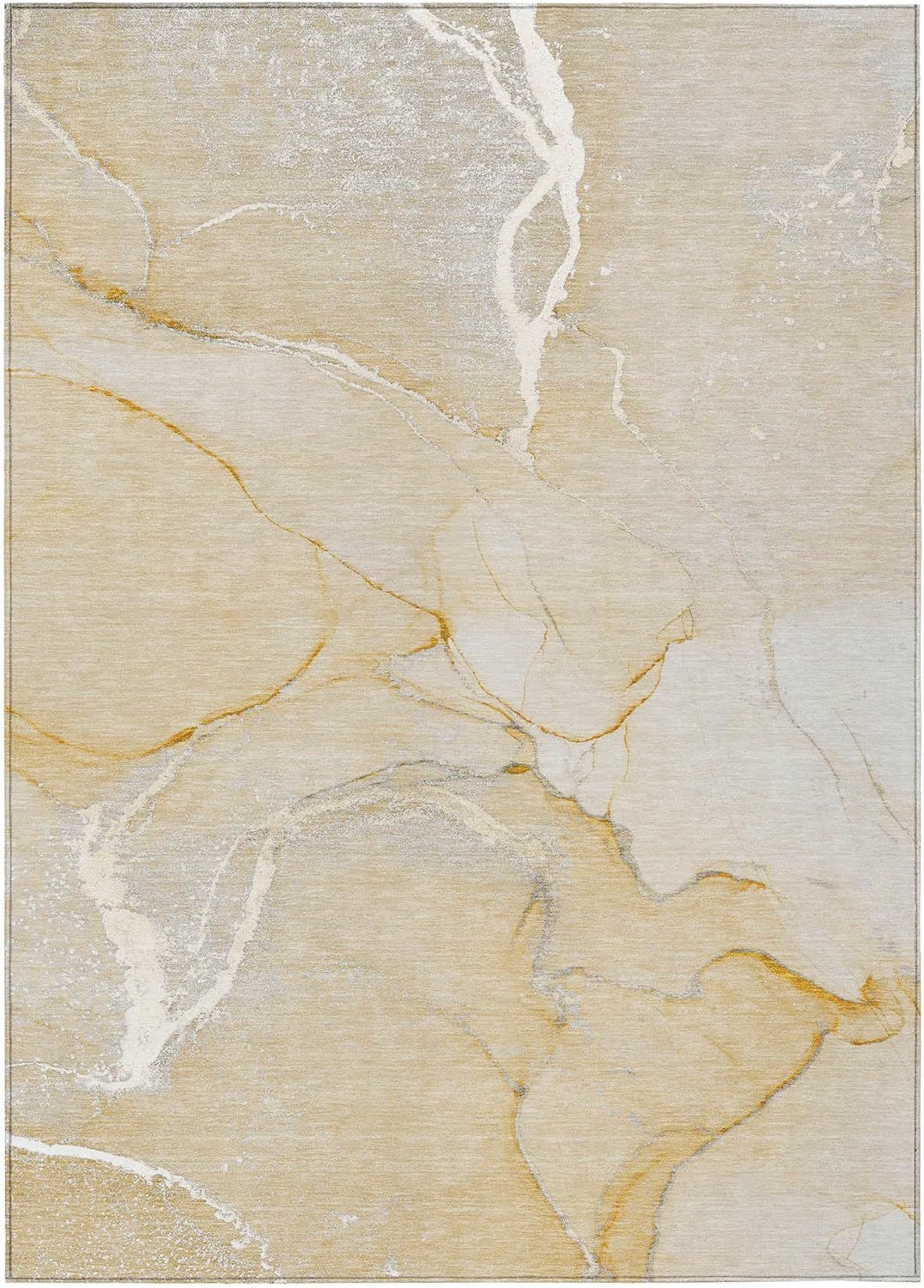 Beige and Off-White Synthetic Flat Woven 8' x 10' Area Rug