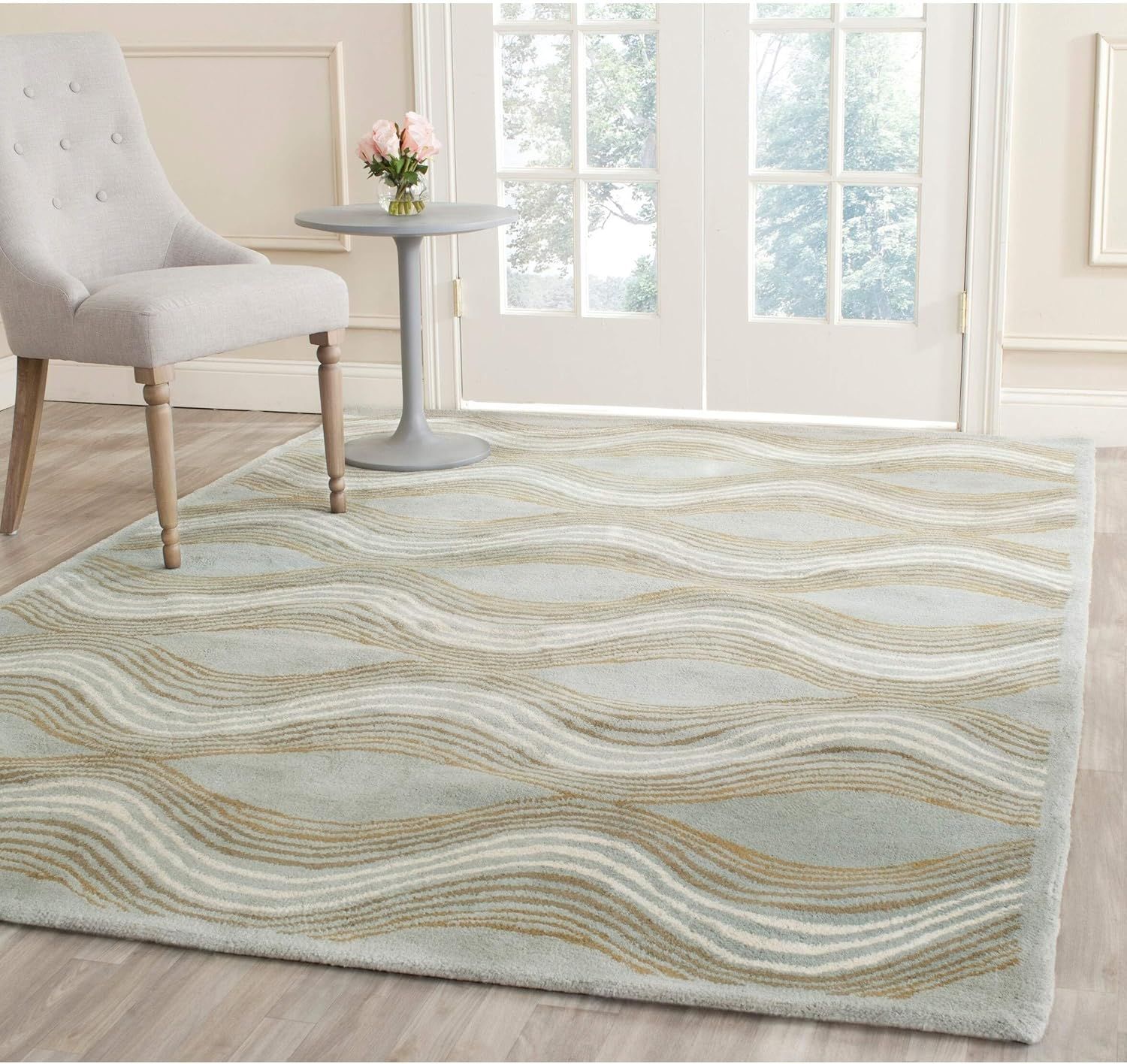 Handcrafted Blue Wool Tufted Area Rug - 62" x 20"