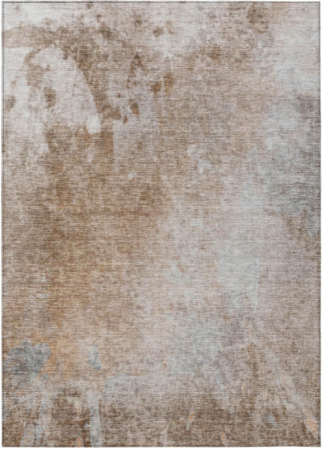 Mocha Abstract Flat Woven Synthetic Rectangular Rug 3' x 5'