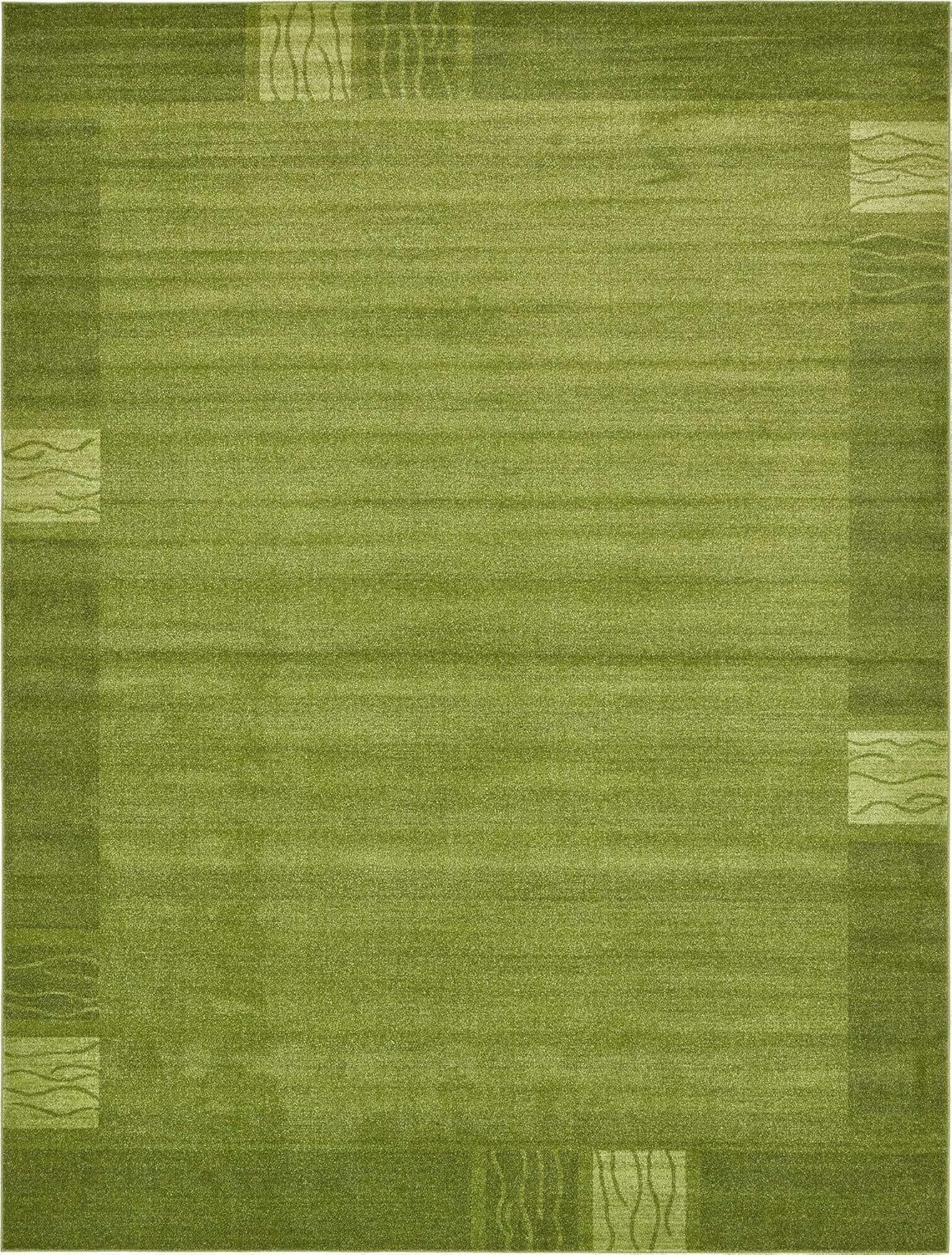 Green Tufted Rectangular Easy Care Synthetic Rug