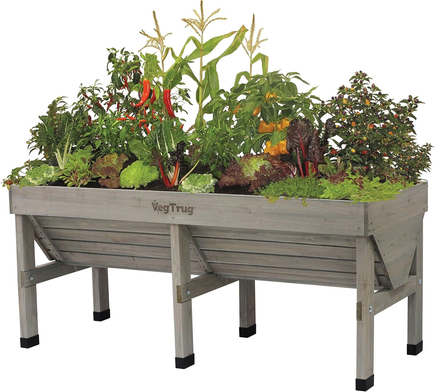 Gray Wash Wooden Raised Bed Planter for Outdoor Gardens