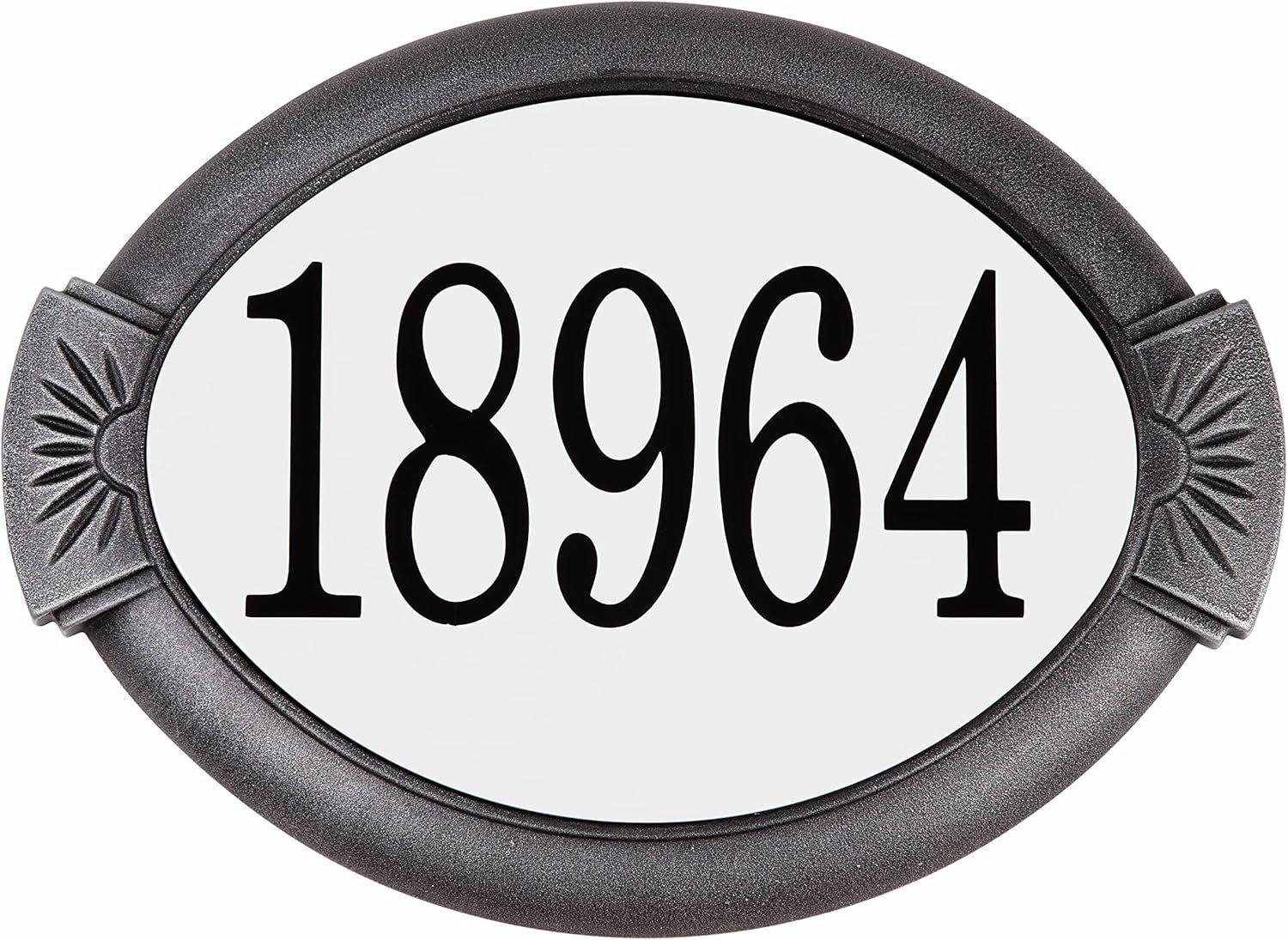 Classic Oval White and Silver Cast Aluminum Address Plaque