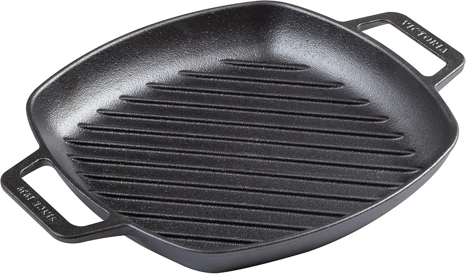 Victoria Black Cast Iron Square Grill Pan with Double Handles