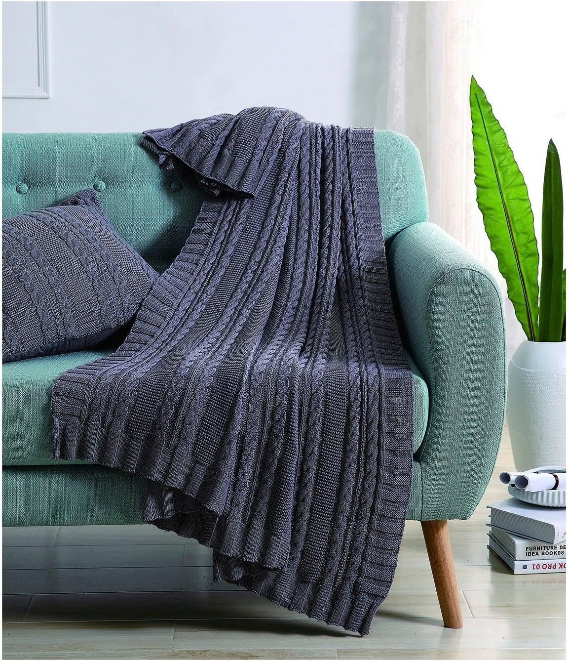VCNY Home - Throw, Soft & Cozy Cotton Blanket, Cable Knit Home Decor (Dublin Grey, 50" x 70")