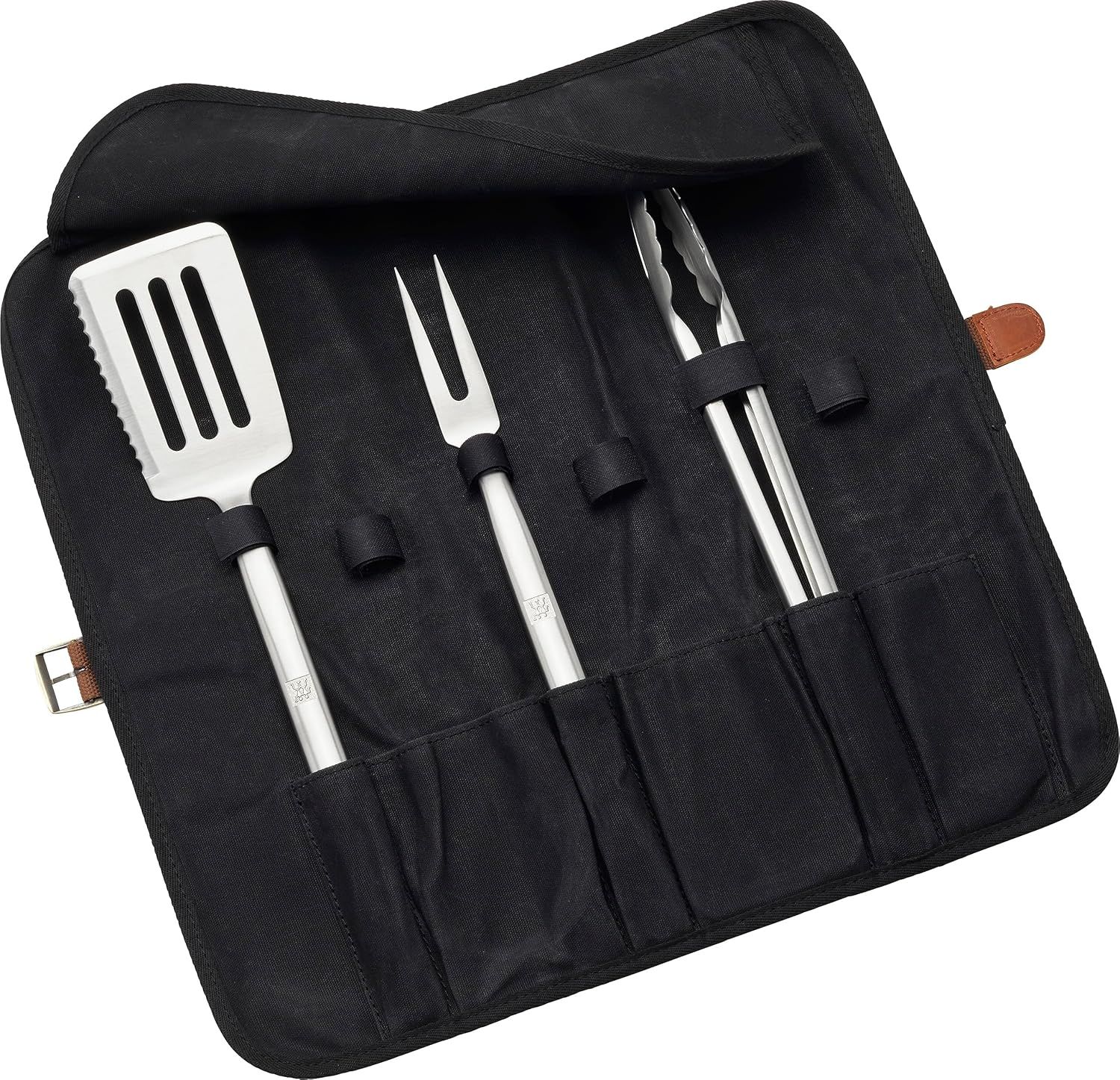 Stainless Steel BBQ Grill Tool Set with Storage Wrap