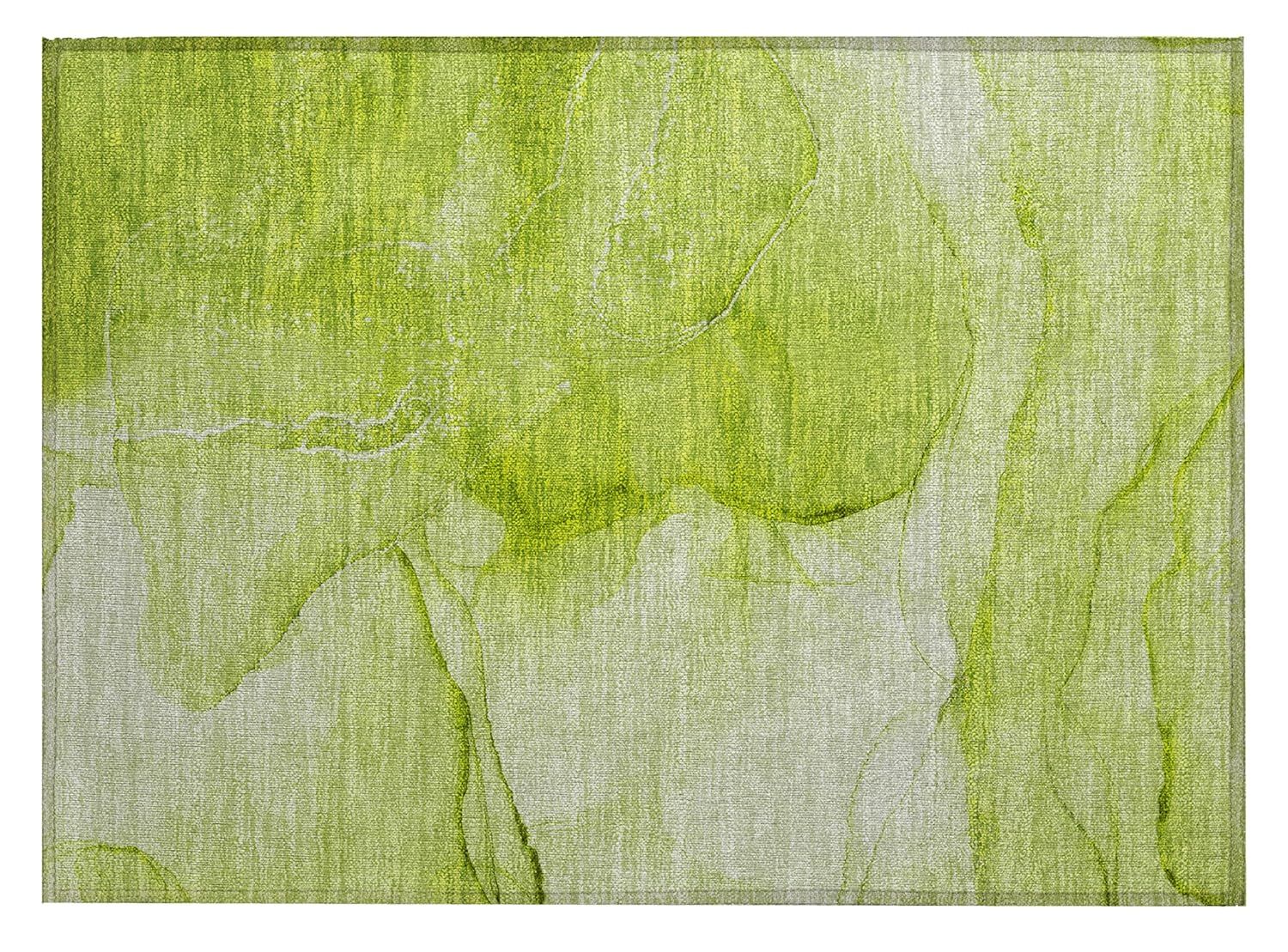 Green Synthetic Flat Woven Washable Rectangular Rug