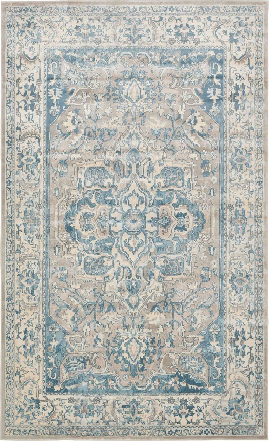 Serenity Gray 5' x 8' Rectangular Indoor Easy-Care Rug