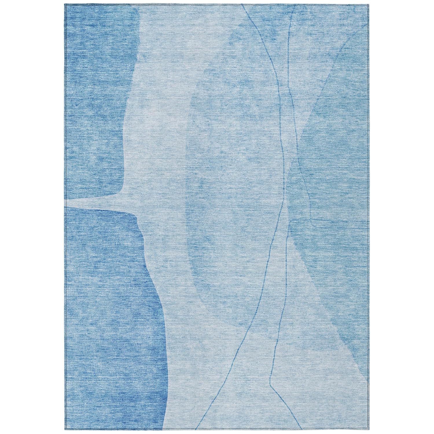Blue Rectangular Synthetic Washable Indoor/Outdoor Area Rug 9' x 12'
