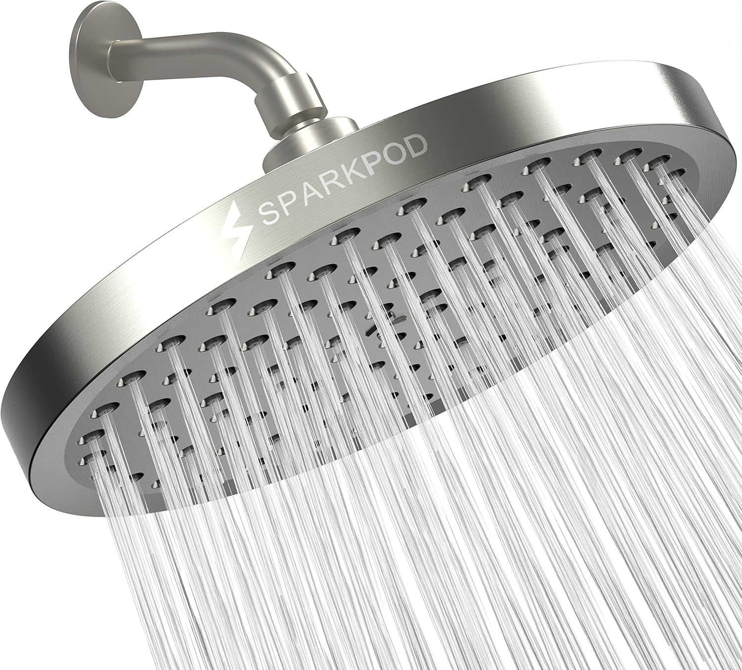 Brushed Nickel 8-Inch Ceiling Mounted Rain Shower Head