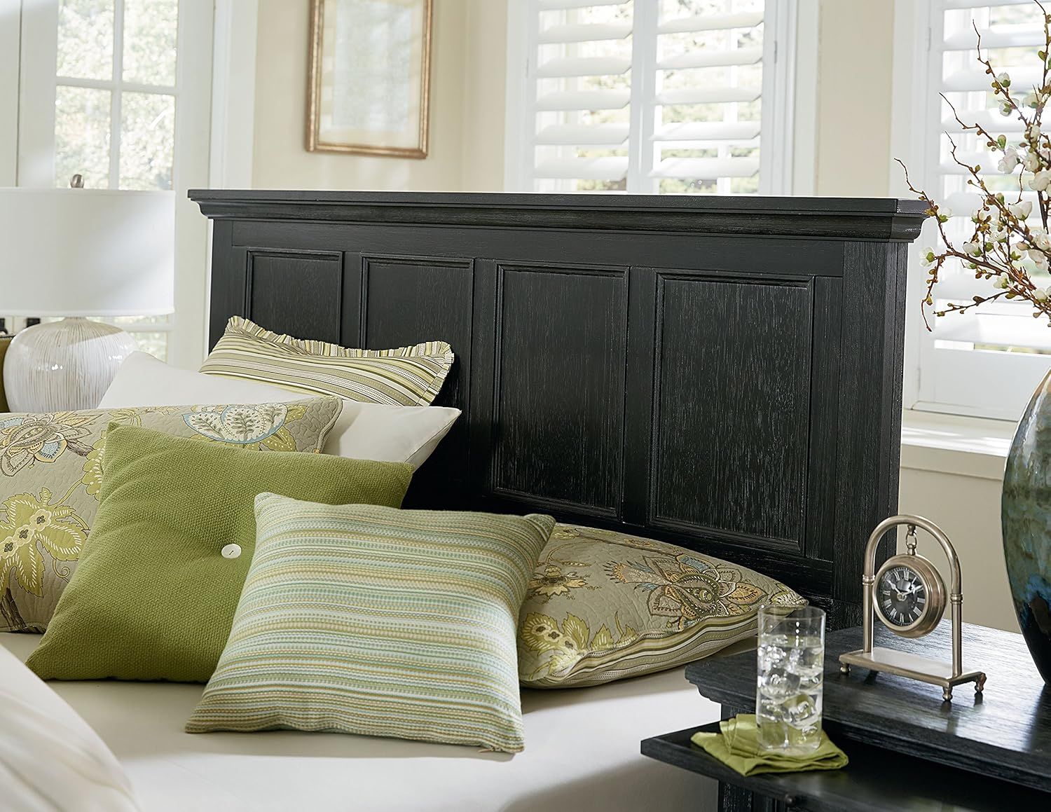 Rustic Black Mahogany Queen Panel Headboard