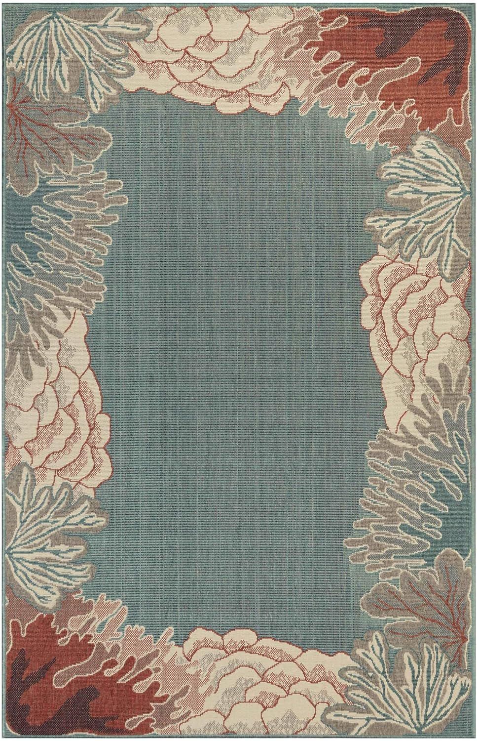 Coastal Breeze Blue Coral Reef Indoor/Outdoor Rug