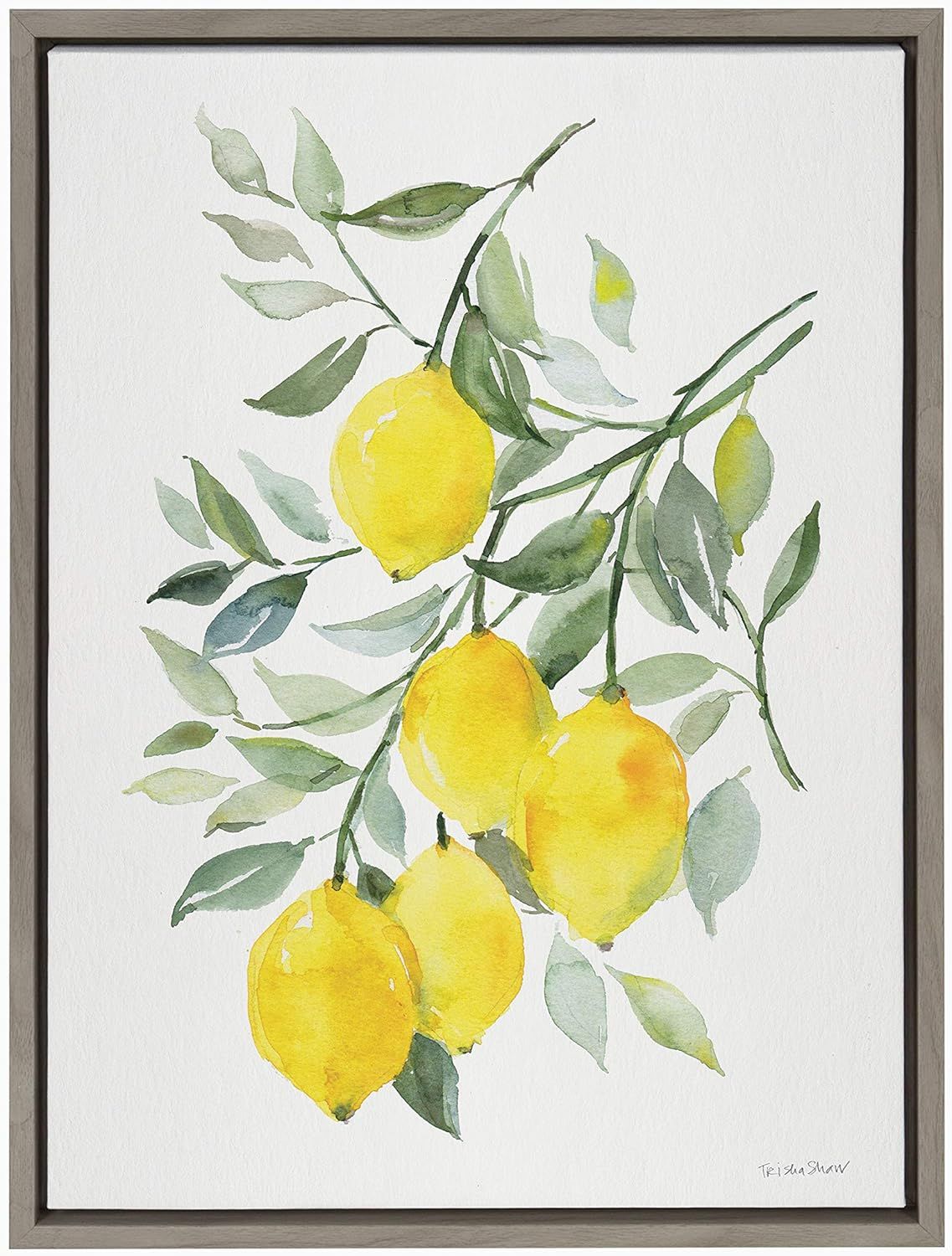 Gray and Yellow Lemon Citrus Canvas Wall Art