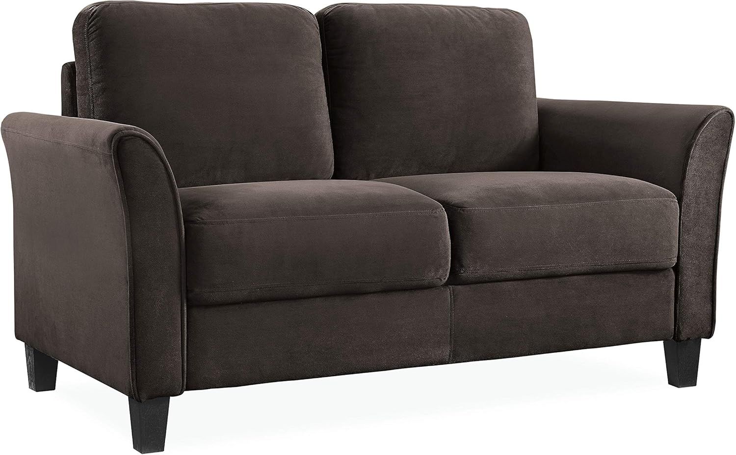 Wesley Coffee Microfiber Loveseat with Curved Arms