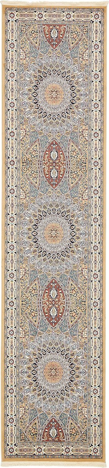 Nain Design Traditional Beige 13' Synthetic Runner Rug