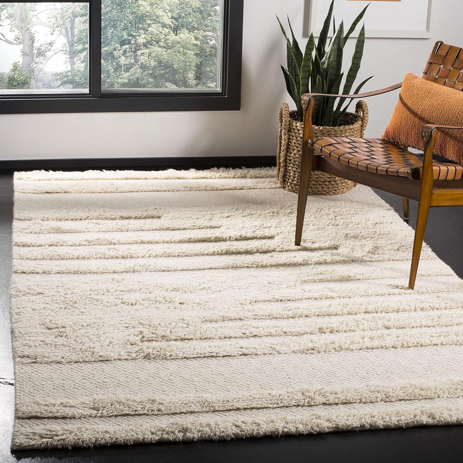 Ivory Elegance 6' x 9' Hand-Knotted Wool-Cotton Blend Southwestern Rug