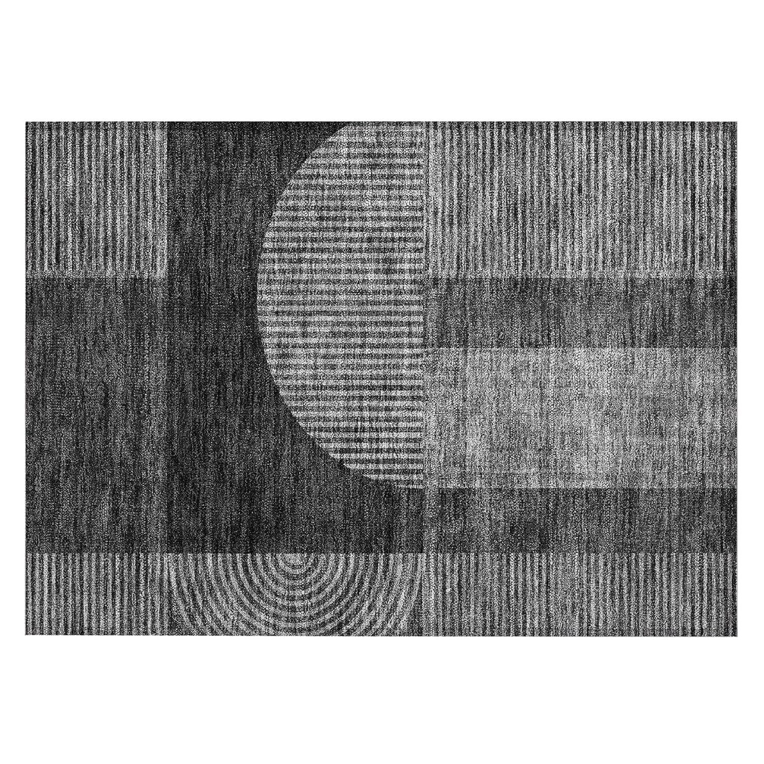 Charcoal Rectangular Synthetic Indoor Outdoor Area Rug 1'8" x 2'6"