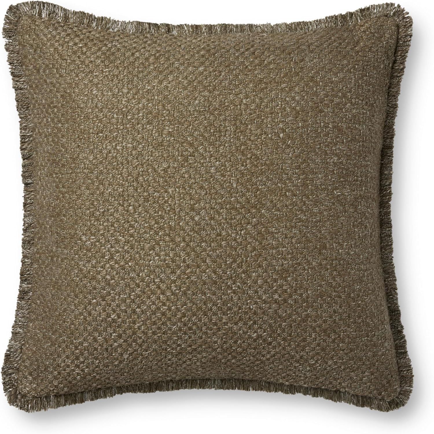 Olive Green 22'' x 22'' Cotton Blend Fringe Pillow