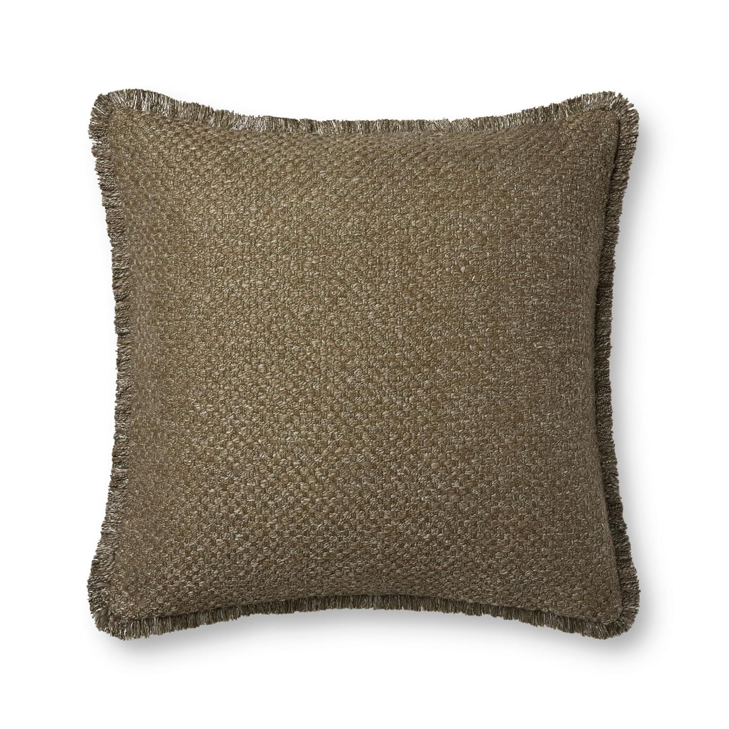 Olive Textured Cotton Blend 22" x 22" Pillow Cover