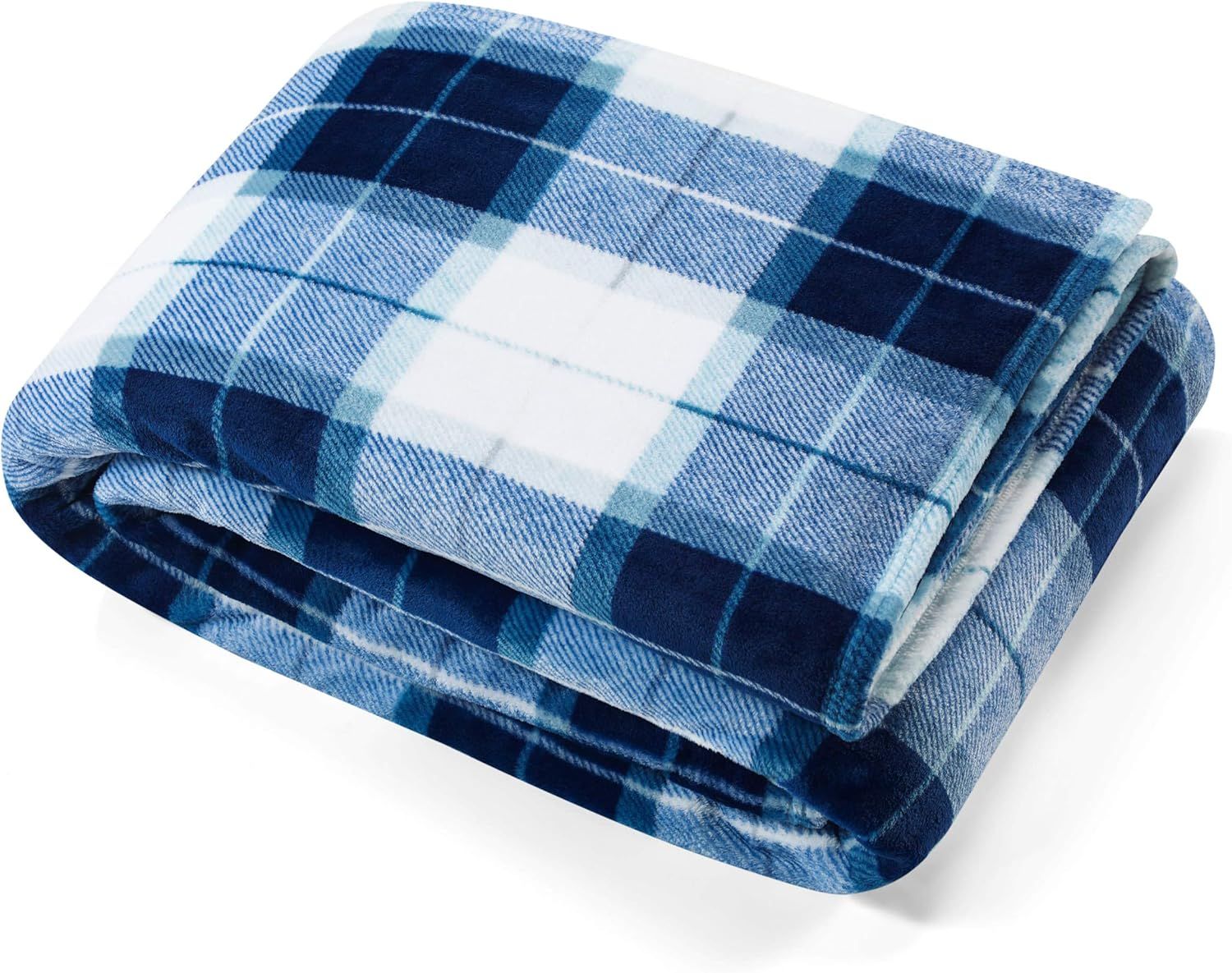 Northsail Plaid Blue Plush Fleece Full/Queen Blanket