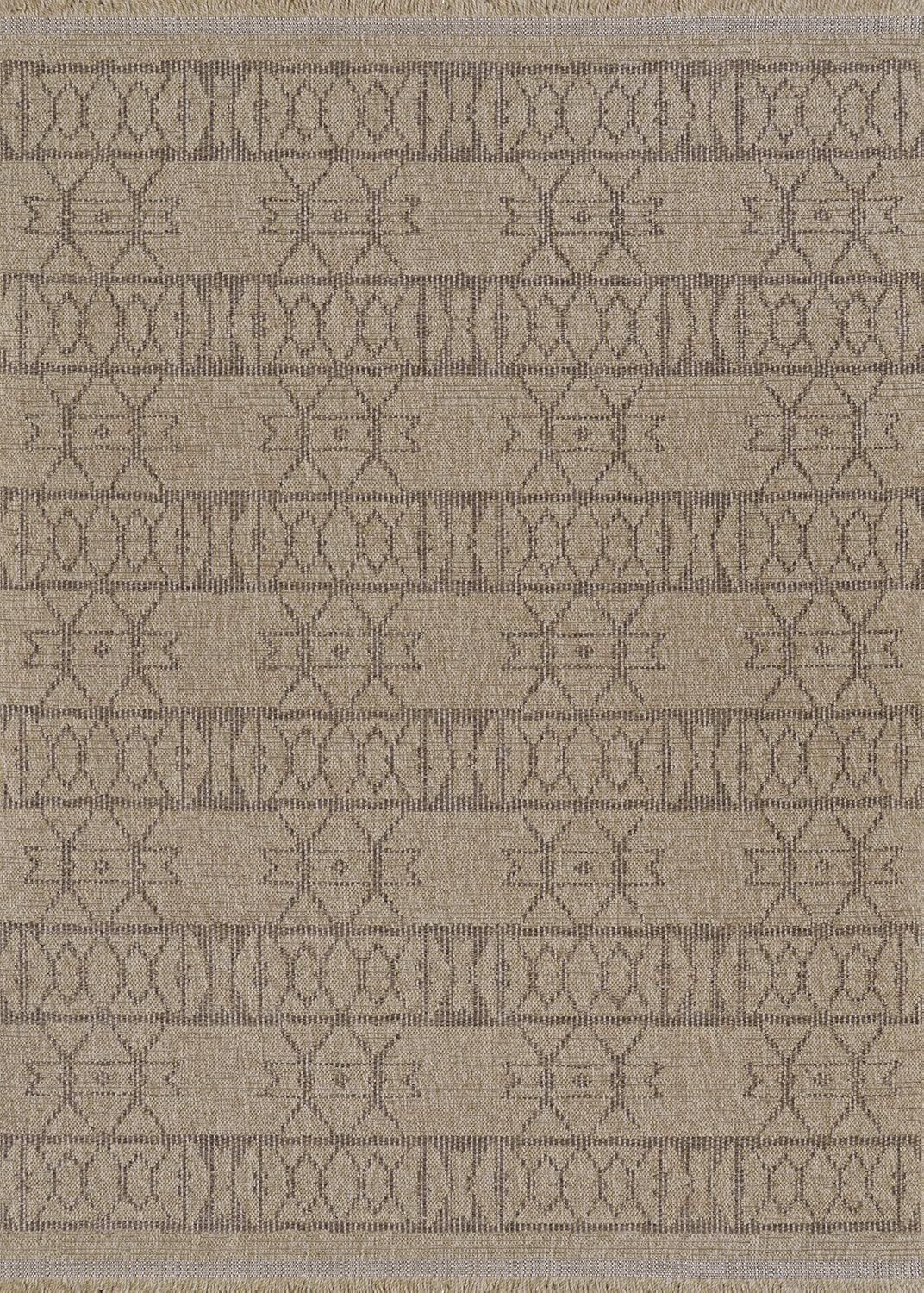 Natural Brown Flat Woven Synthetic Rectangular Area Rug