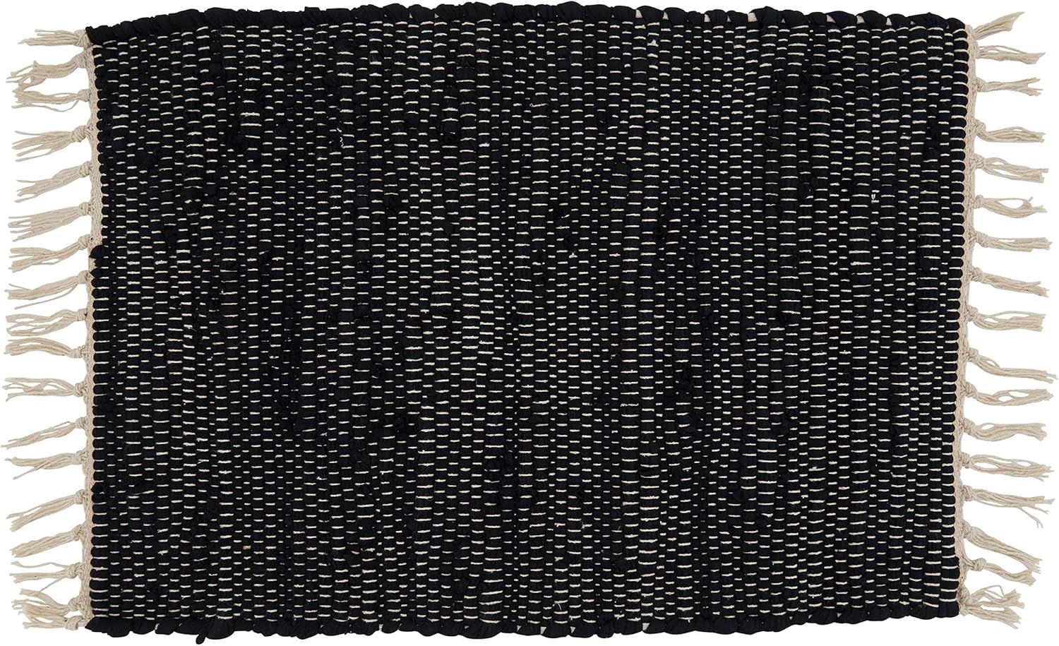 Black and Off-White Cotton Chindi Design Placemats Set of 4