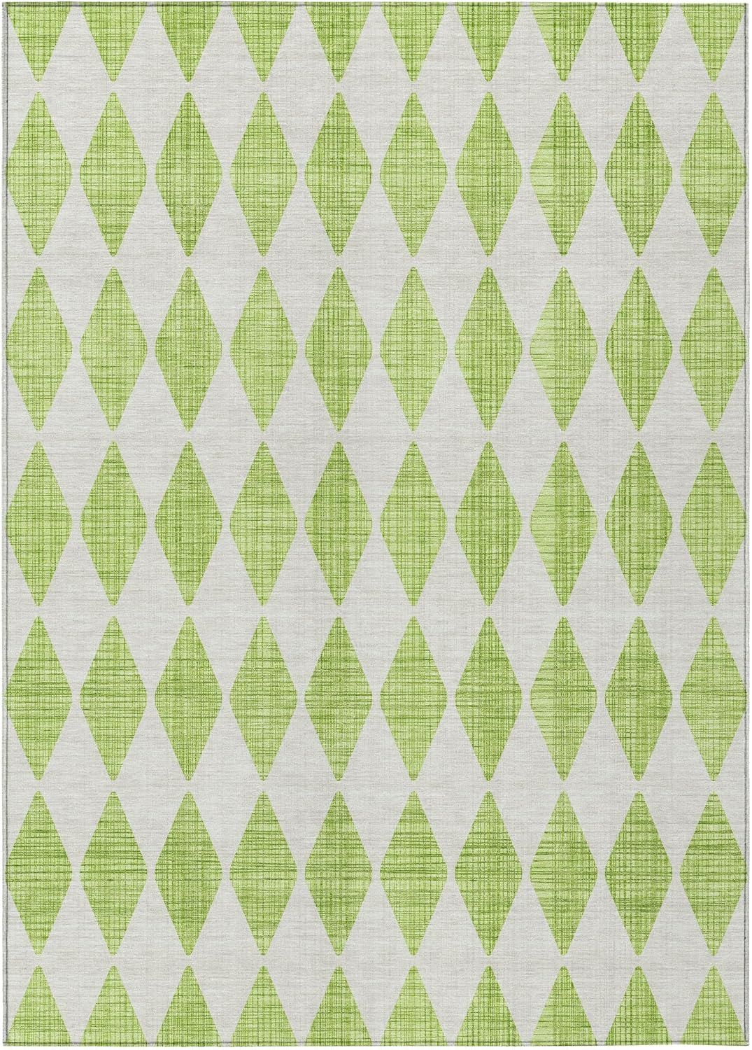 Lime Diamond Pattern 9' x 12' Synthetic Washable Rug