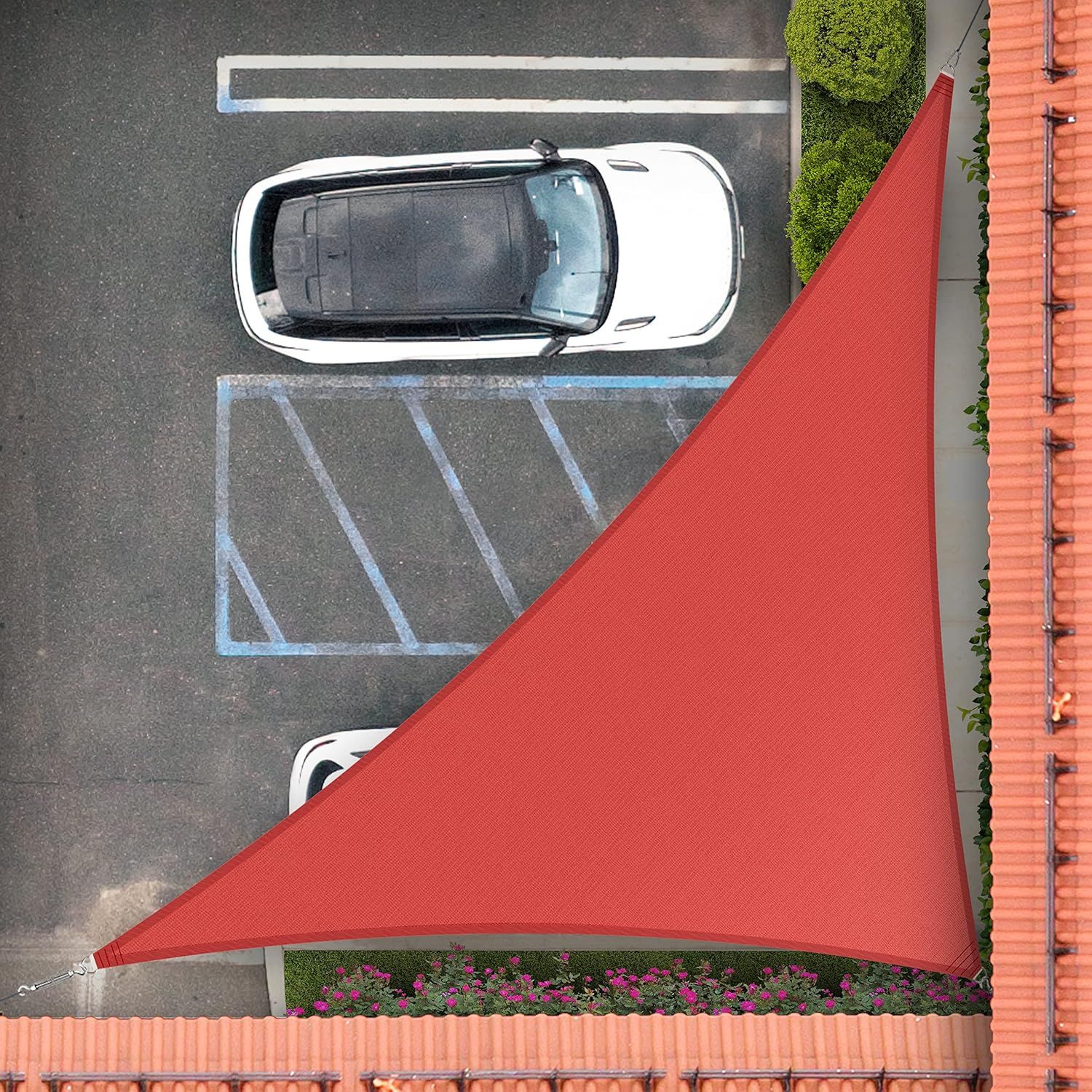 20 ft Red Triangle Sun Shade Sail Canopy Fabric