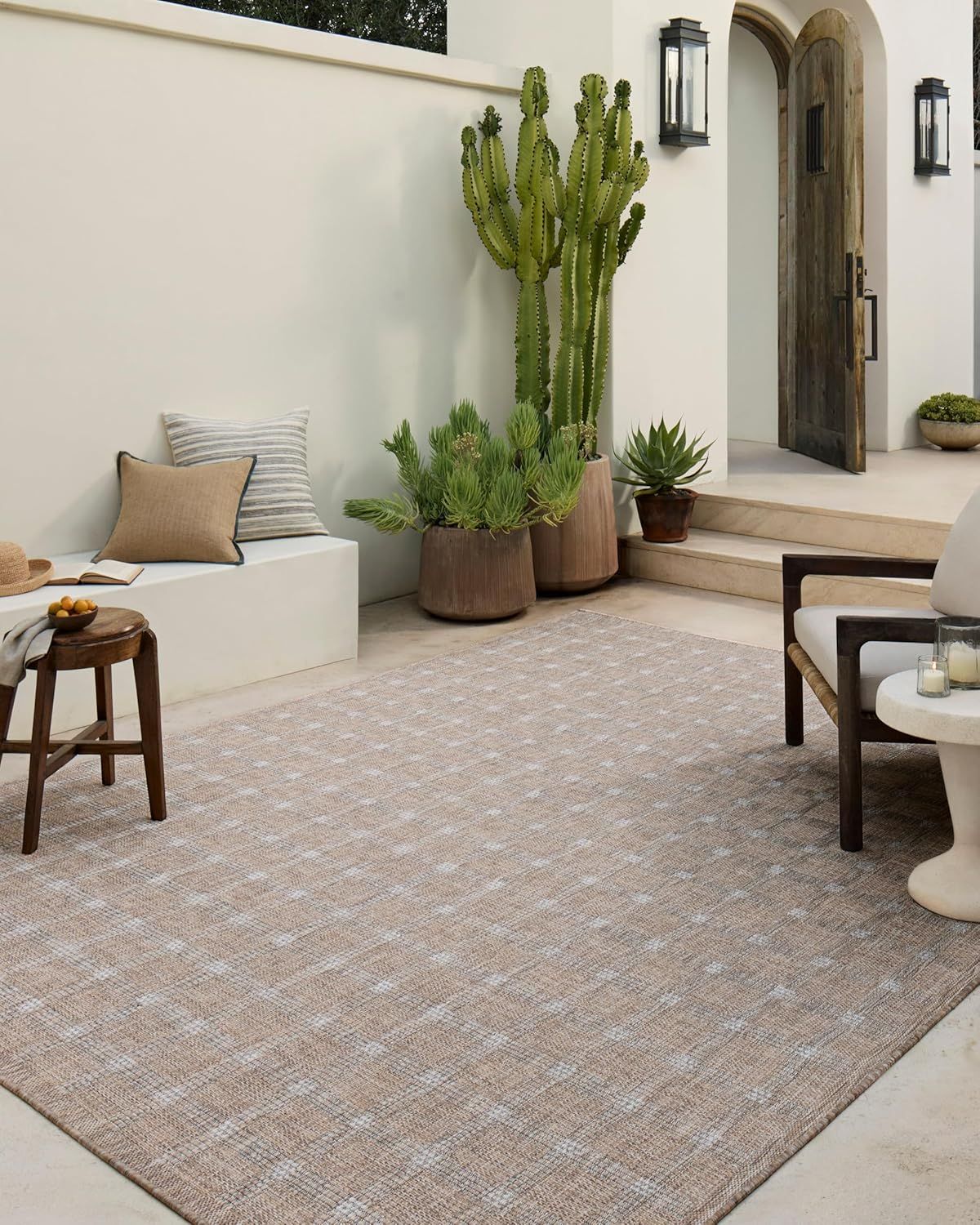 Topanga Natural and Bone Geometric Indoor/Outdoor Area Rug 9'-2" x 12'-0"