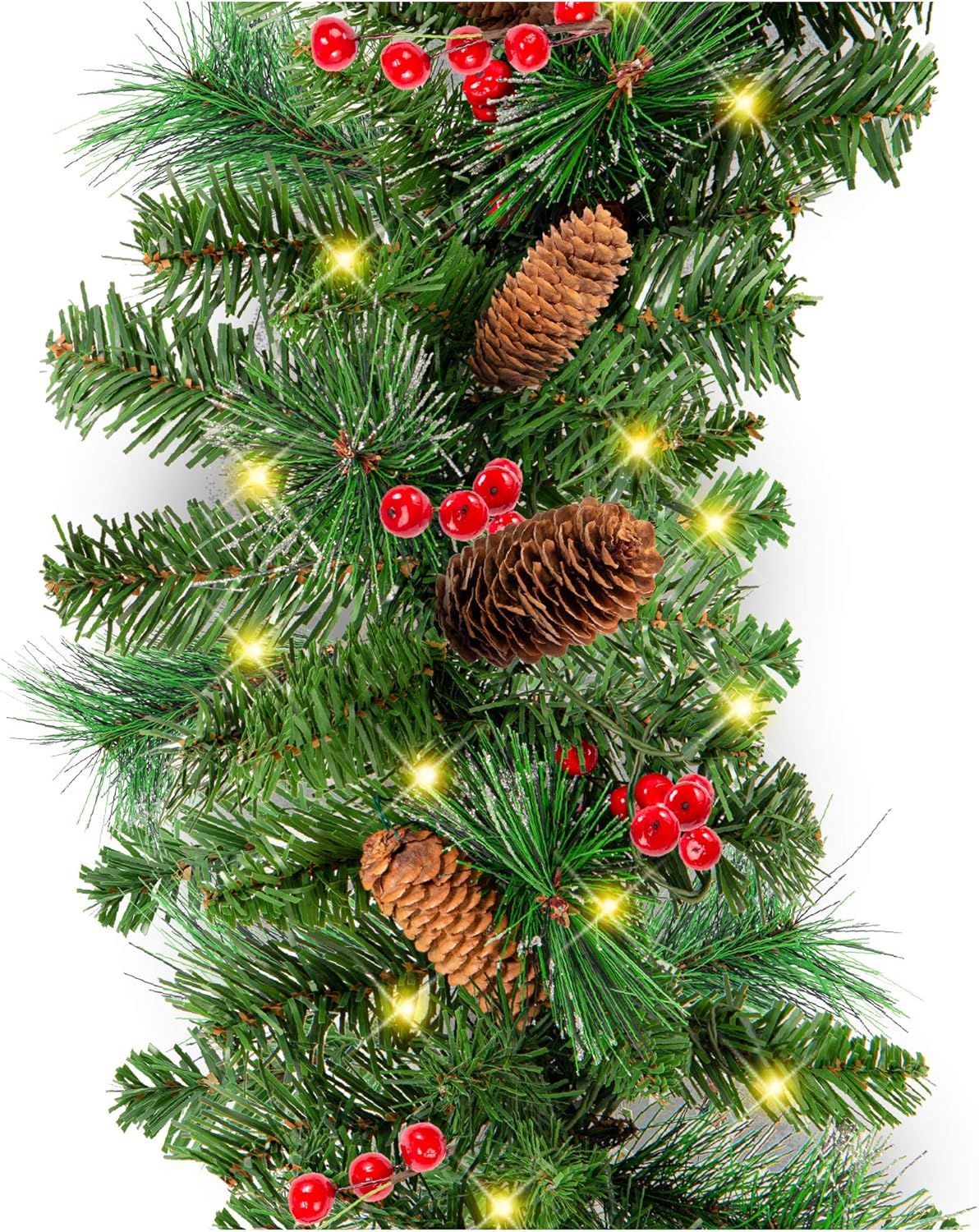 9ft Pre-Lit Artificial Christmas Garland with Pine Cones and Berries