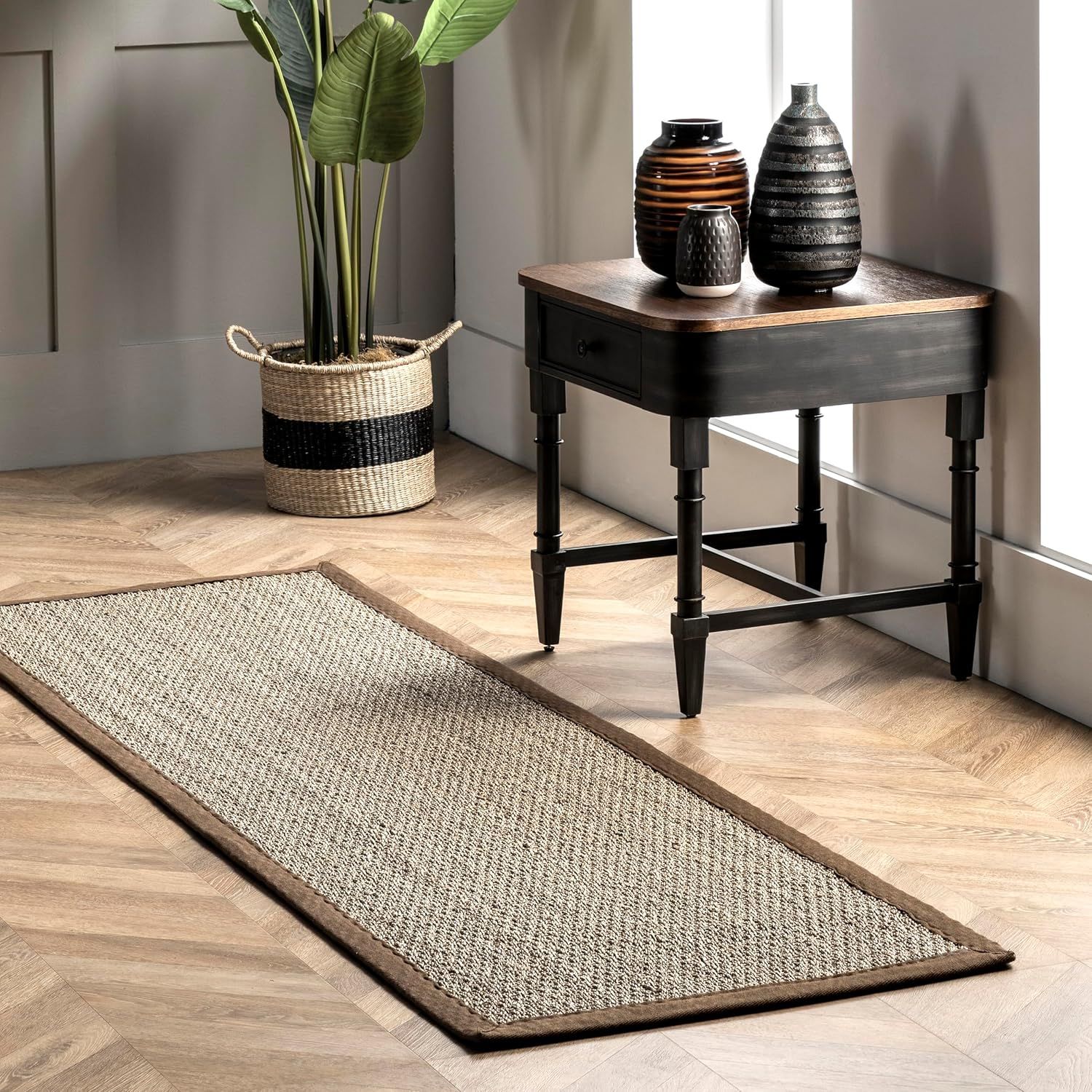 Coastal Breeze Brown Seagrass 31'' Reversible Runner Rug