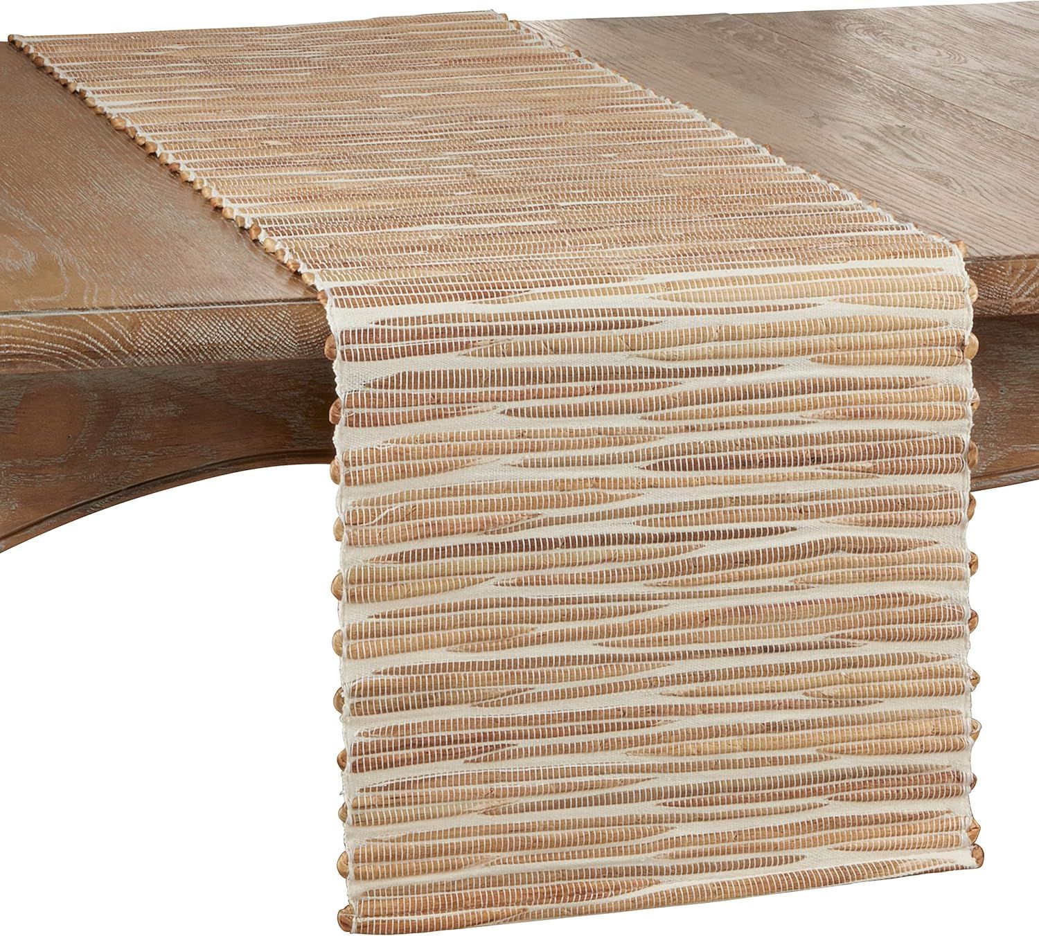 Natural Water Hyacinth and Wooden Bead Table Runner