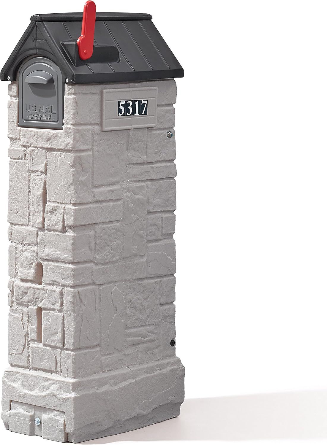 Stone Gray Lockable Plastic Column Mailbox with Post Mount