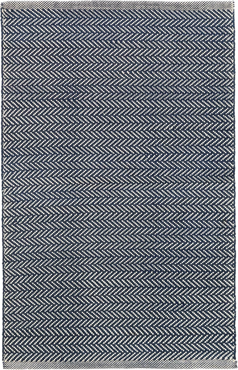 Indigo Herringbone Handwoven Wool-Blend 3' x 5' Area Rug