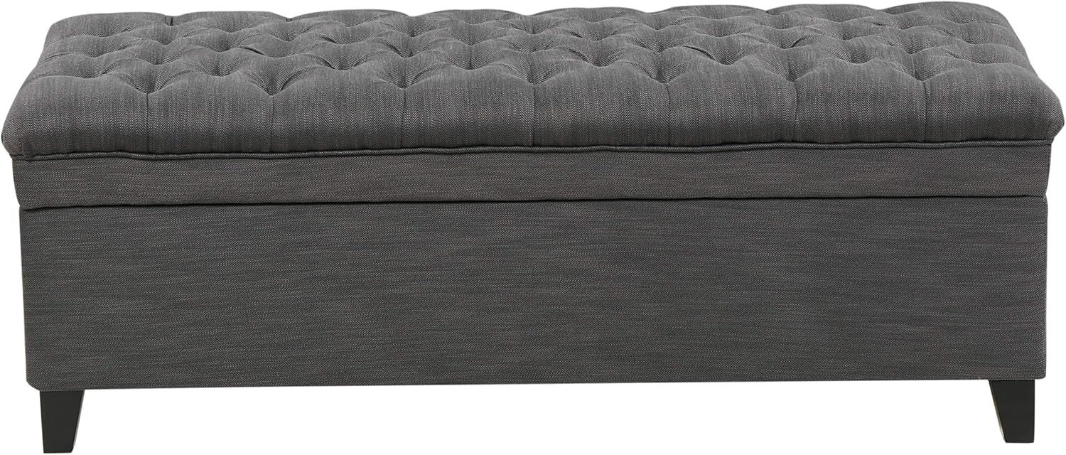 Juliana Gray Fabric Rectangular Storage Ottoman with Birch Legs