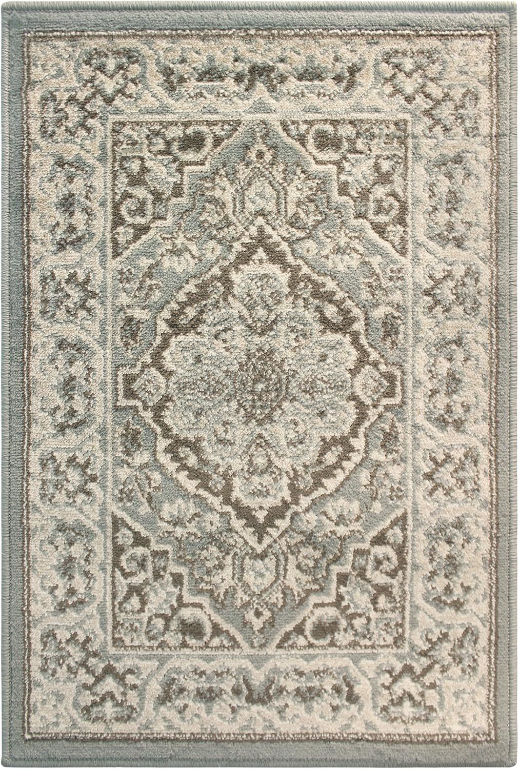 Handmade Gray Synthetic 3'x2' Easy-Care Stain-Resistant Area Rug