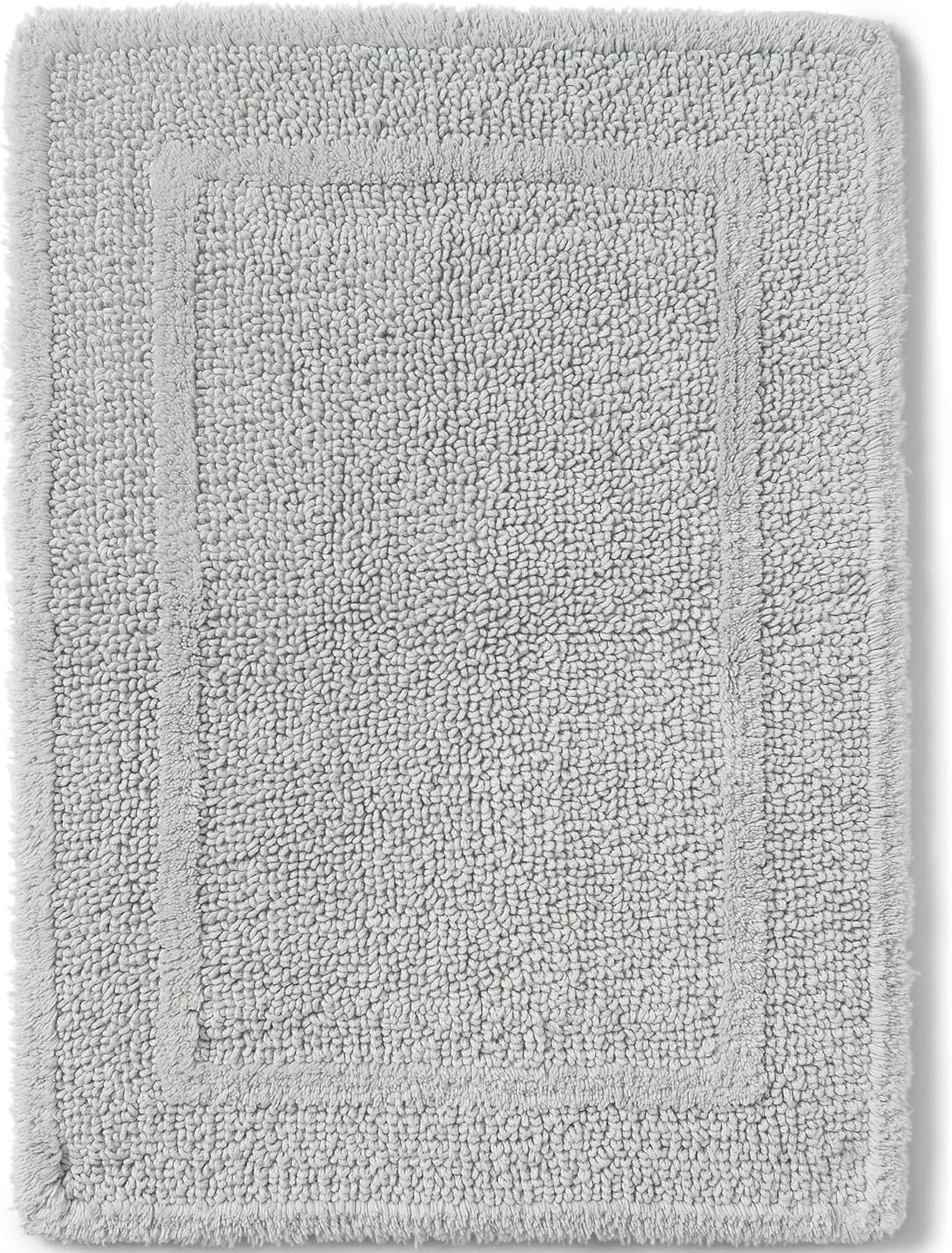 Cobblestone Gray Cotton Reversible Bath Rug 20" x 33"