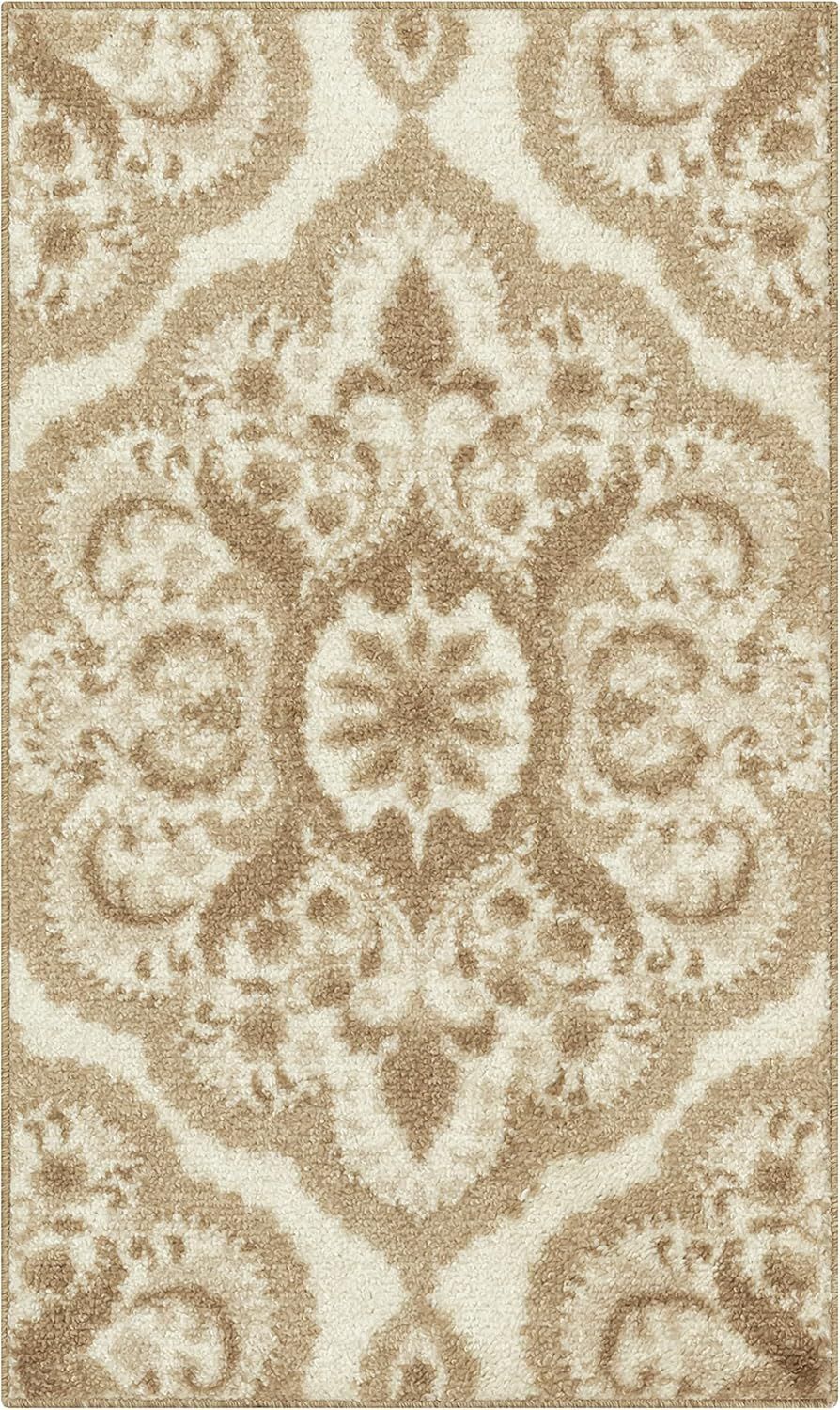 Neutral Medallion Tufted Washable Rectangular Rug