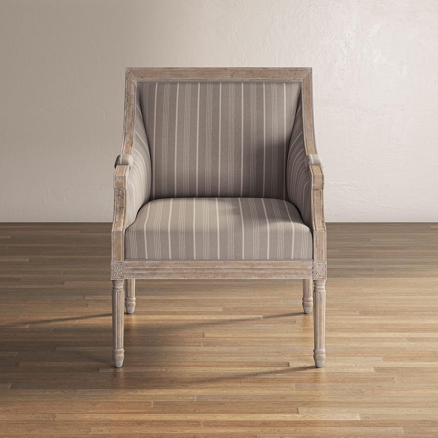 McKenna Taupe Handcrafted Wood French Country Accent Chair