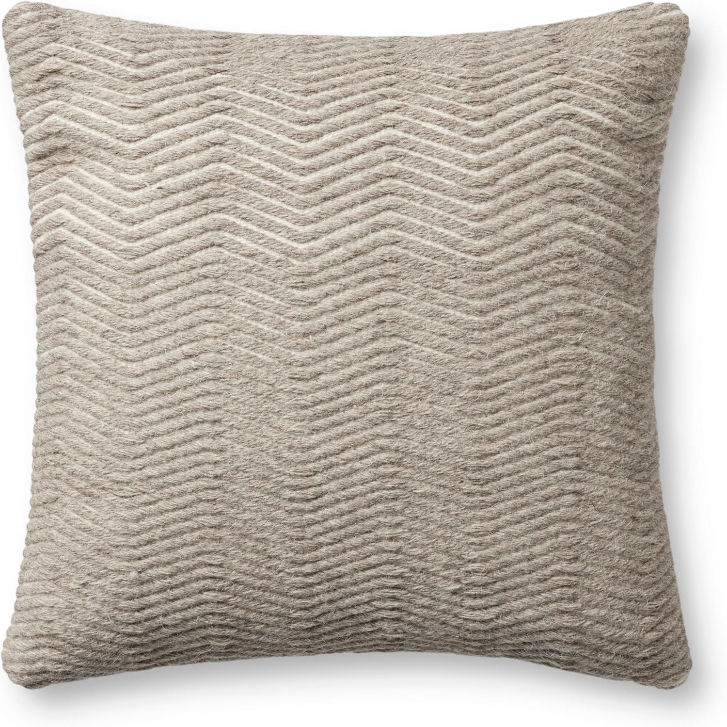 Natural Beige Chevron Wool Polyester 22'' Throw Pillow