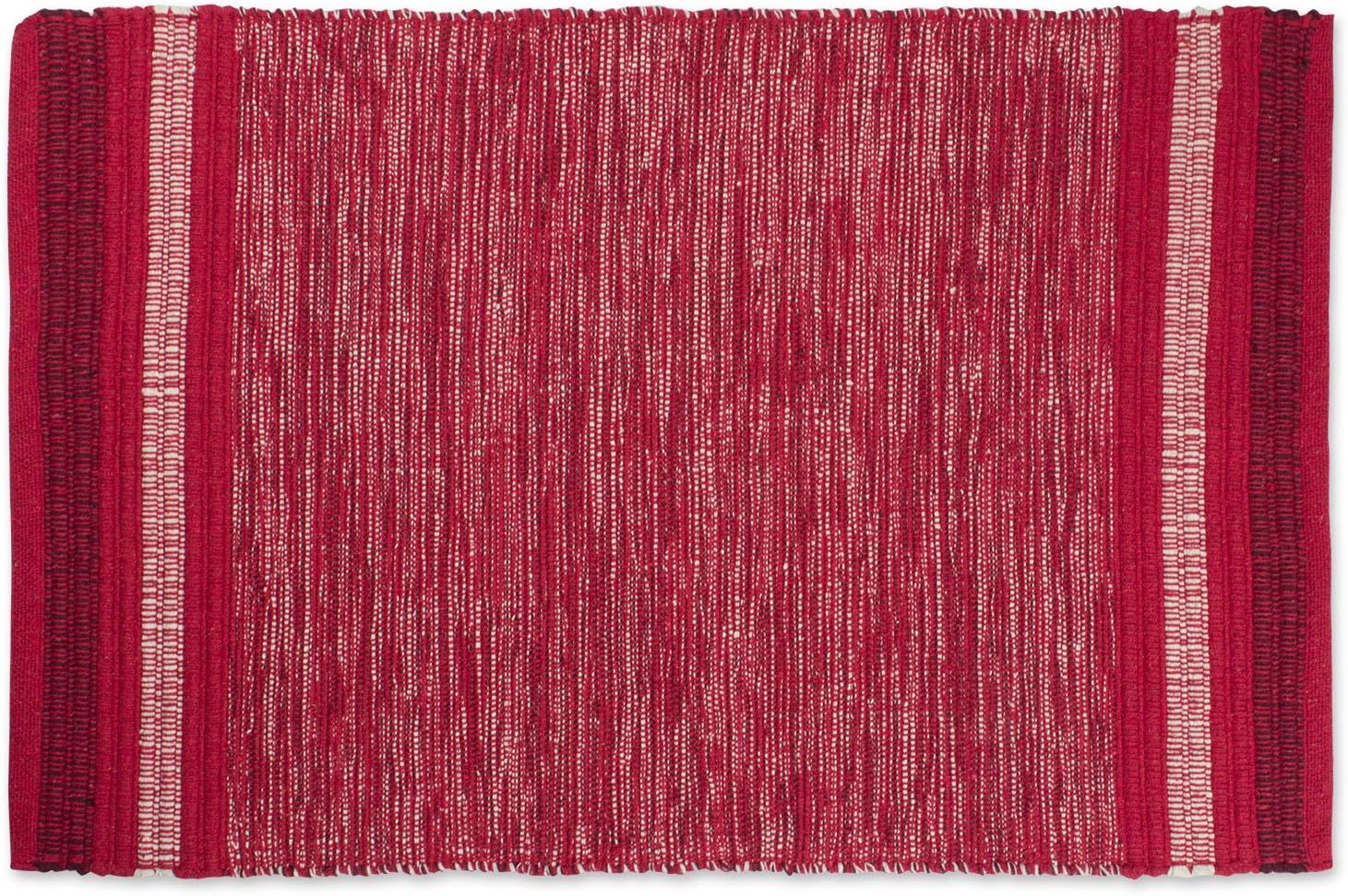 Handmade Red Cotton Reversible Striped 2x3' Rug