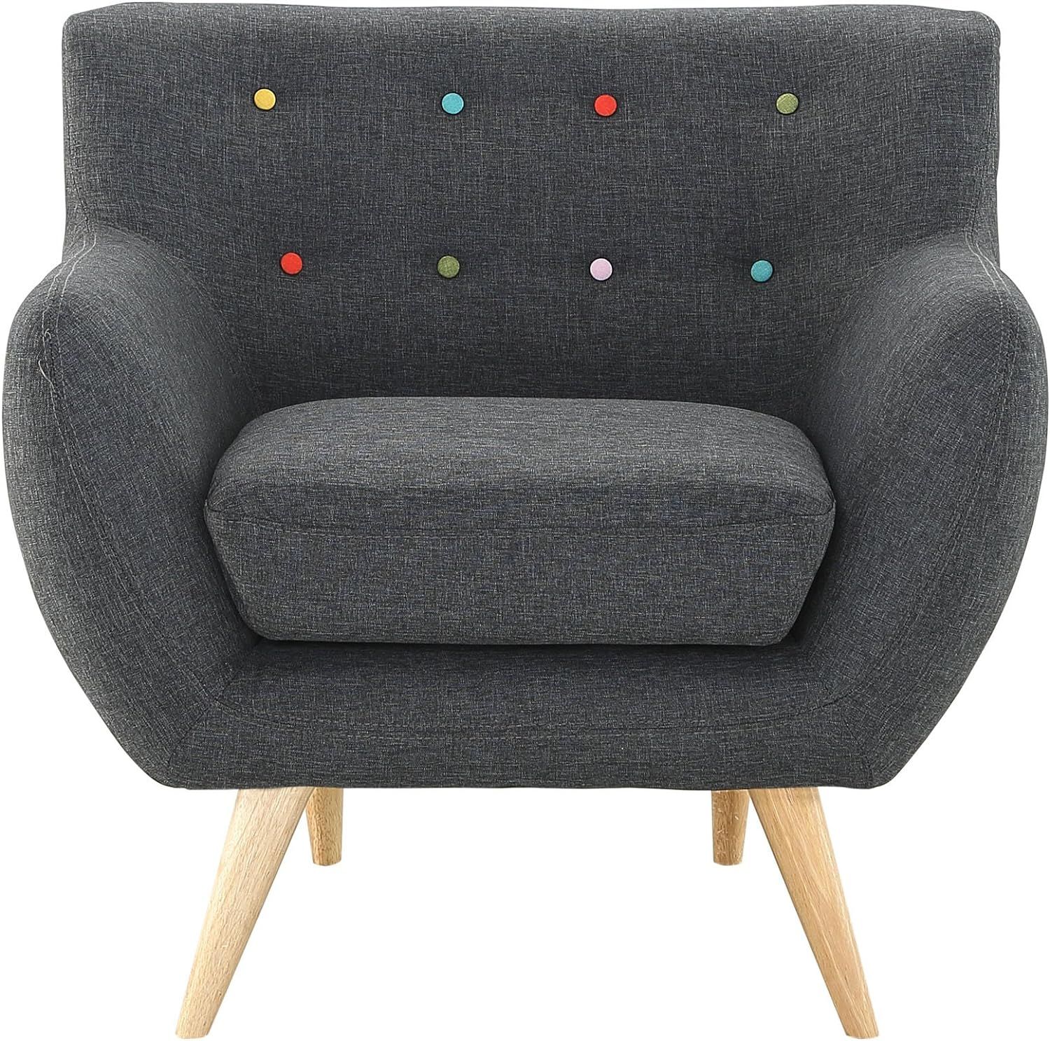 Gray Mid-Century Modern Upholstered Accent Chair with Wood Legs